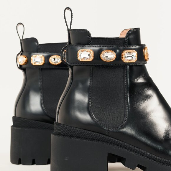 Gucci Black Trip Crystal-Embellished Block Heel Chelsea Boots - Picture 7 of 11